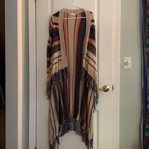 Long sleeve multicolored boho cardigan
